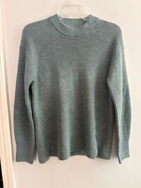 Lululemon merino wool + cotton blend crewneck ribbed sweater in teal